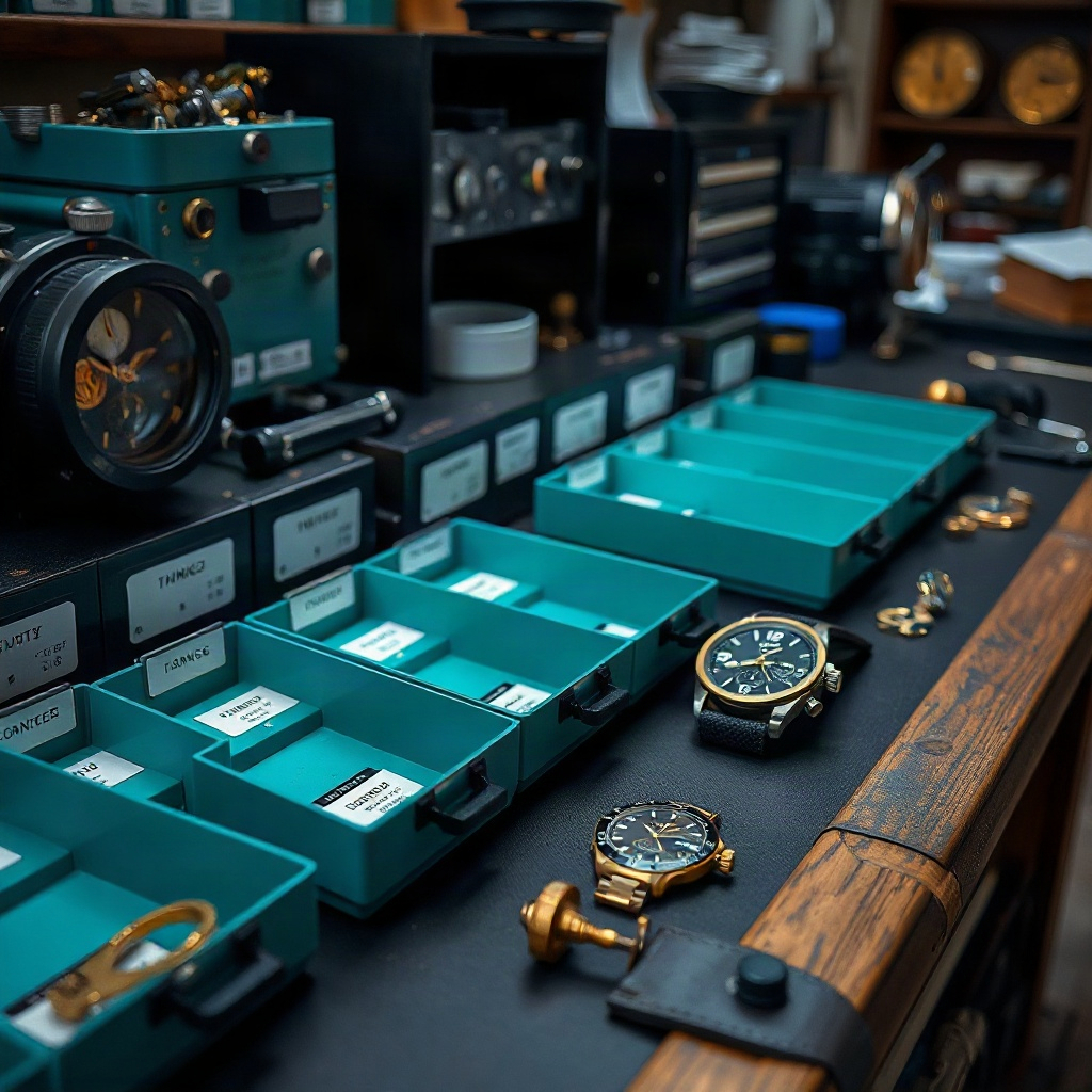 Organized timing bench after logging sessions